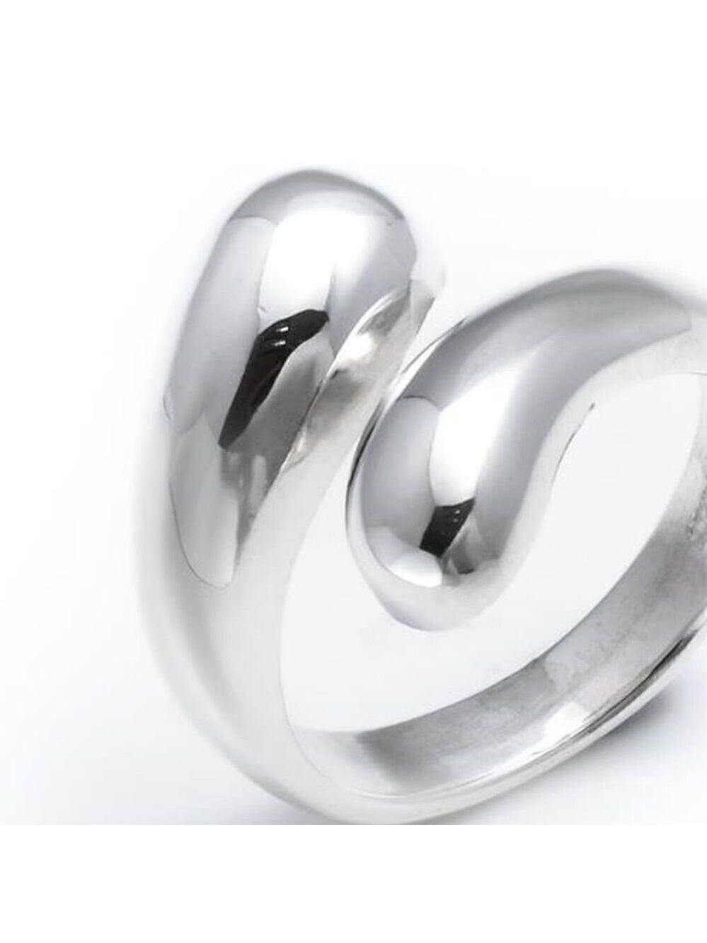 Silver Plated Adjustable Minimalist Drop Band Jewelry Rings